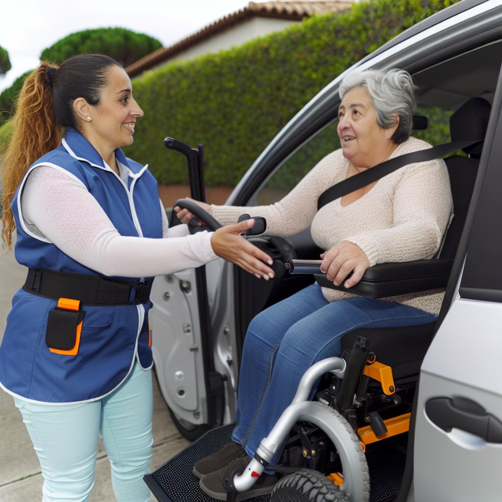 Doctor Appointment Transportation driver pick up senior to her doctor appointments on a car helping her in toothed vehicle