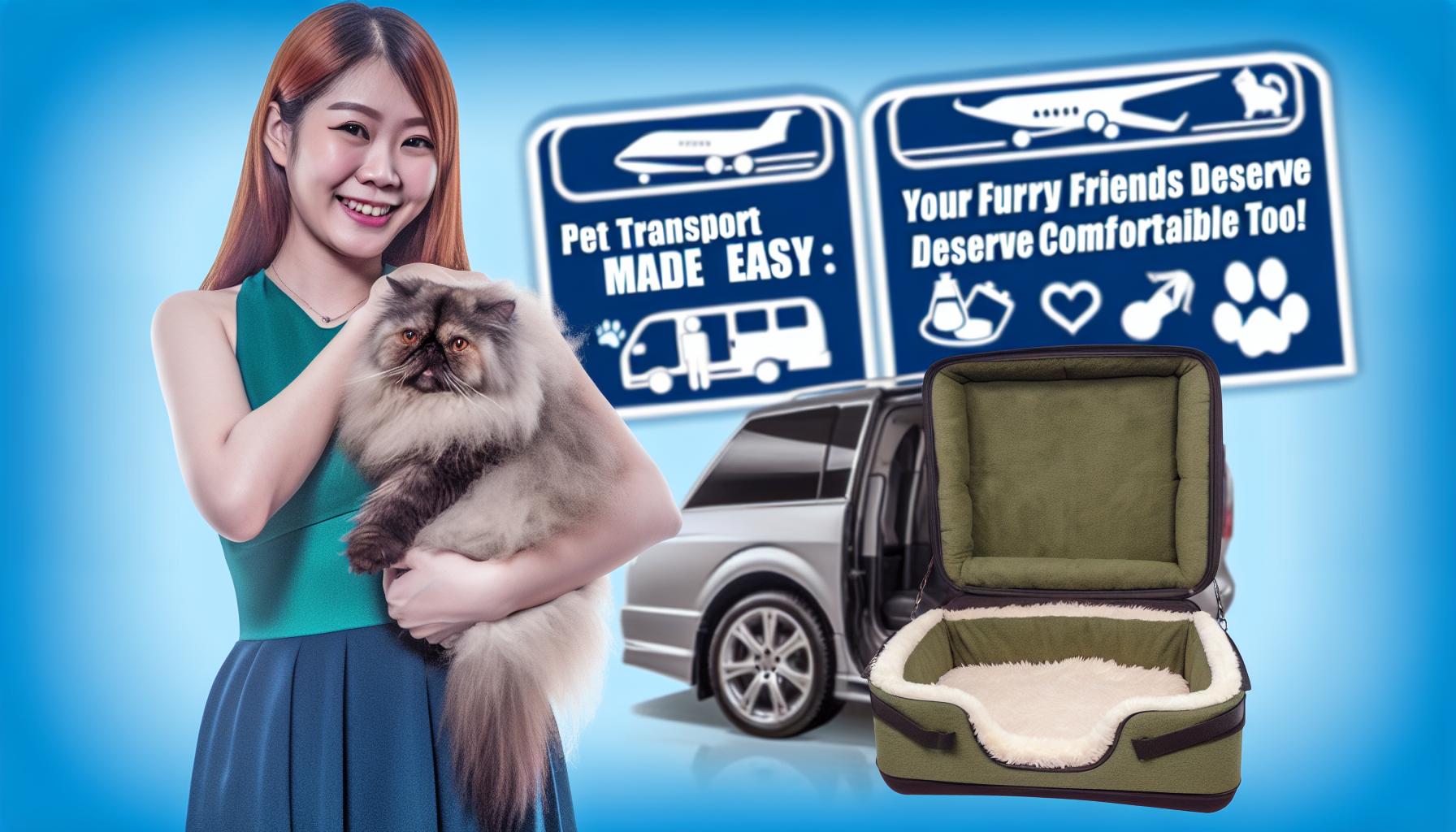 A pet owner gently holds their furry friend as they step into a vehicle equipped with petfriendly amenities like a soft bed and water bowl