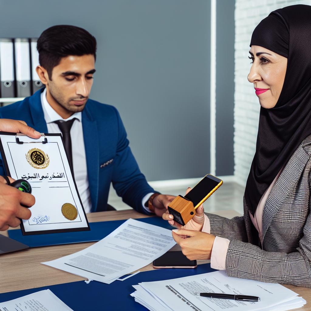 A certified notary overseeing a mobile repair service transaction.